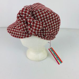 New Girls 4-6X Cadet Hat Red Silver Tweed NWT